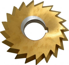 Made in USA - 4° 4" Cut Diam, 1/2" Cut Width, 1-1/4" Arbor, High Speed Steel Double-Angle Cutter - Industrial Tool & Supply
