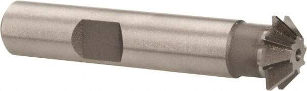 Made in USA - 1/2" Diam x 1/8" Width of Cut, 45° Included Angle, Shank Connection, High Speed Steel Single Angle Cutter - 3/8" Shank Diam, 2-1/8" Overall Length, Right Hand Cut, Uncoated - Industrial Tool & Supply
