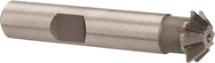 Made in USA - 1/2" Diam x 1/8" Width of Cut, 45° Included Angle, Shank Connection, High Speed Steel Single Angle Cutter - 3/8" Shank Diam, 2-1/8" Overall Length, Right Hand Cut, Uncoated - Industrial Tool & Supply