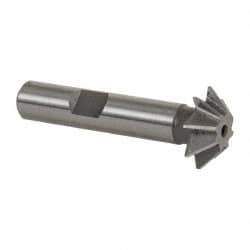 Made in USA - 3/4" Diam x 3/16" Width of Cut, 45° Included Angle, Shank Connection, High Speed Steel Single Angle Cutter - 3/8" Shank Diam, 2-1/8" Overall Length, Right Hand Cut, Uncoated - Industrial Tool & Supply