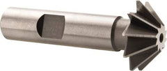 Made in USA - 1" Diam x 5/16" Width of Cut, 45° Included Angle, Shank Connection, High Speed Steel Single Angle Cutter - 1/2" Shank Diam, 2-1/2" Overall Length, Right Hand Cut, Uncoated - Industrial Tool & Supply