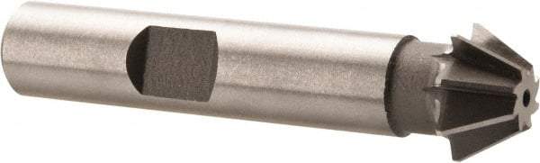Made in USA - 1/2" Diam x 7/32" Width of Cut, 60° Included Angle, Shank Connection, High Speed Steel Single Angle Cutter - 3/8" Shank Diam, 2-1/8" Overall Length, Right Hand Cut, Uncoated - Industrial Tool & Supply