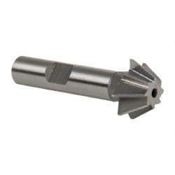 Made in USA - 3/4" Diam x 5/16" Width of Cut, 60° Included Angle, Shank Connection, High Speed Steel Single Angle Cutter - 3/8" Shank Diam, 2-1/8" Overall Length, Right Hand Cut, Uncoated - Industrial Tool & Supply
