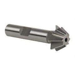 Made in USA - 3/4" Diam x 5/16" Width of Cut, 60° Included Angle, Shank Connection, High Speed Steel Single Angle Cutter - 3/8" Shank Diam, 2-1/8" Overall Length, Right Hand Cut, Uncoated - Industrial Tool & Supply