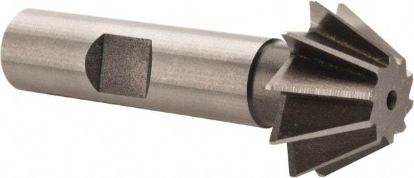 Made in USA - 1" Diam x 7/16" Width of Cut, 60° Included Angle, Shank Connection, High Speed Steel Single Angle Cutter - 1/2" Shank Diam, 2-1/2" Overall Length, Right Hand Cut, Uncoated - Industrial Tool & Supply