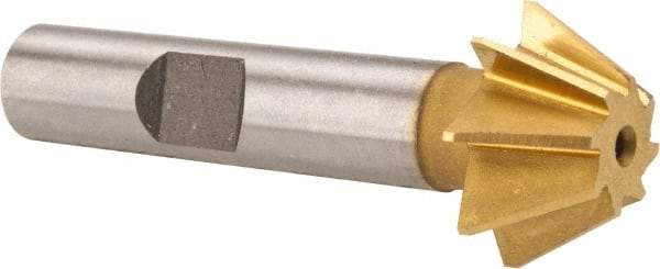 Made in USA - 3/4" Diam x 5/16" Width of Cut, 60° Included Angle, Shank Connection, High Speed Steel Single Angle Cutter - 3/8" Shank Diam, 2-1/8" Overall Length, Right Hand Cut, TiN Coated - Industrial Tool & Supply