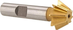 Made in USA - 3/4" Diam x 5/16" Width of Cut, 60° Included Angle, Shank Connection, High Speed Steel Single Angle Cutter - 3/8" Shank Diam, 2-1/8" Overall Length, Right Hand Cut, TiN Coated - Industrial Tool & Supply