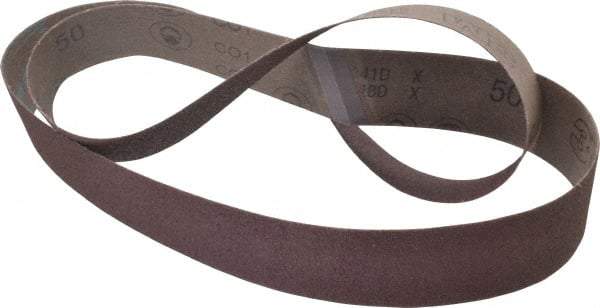 3M - 2" Wide x 60" OAL, 50 Grit, Aluminum Oxide Abrasive Belt - Aluminum Oxide, Coarse, Coated, X Weighted Cloth Backing, Series 241D - Industrial Tool & Supply