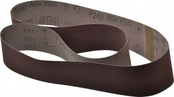 3M - 2-1/2" Wide x 60" OAL, 240 Grit, Aluminum Oxide Abrasive Belt - Aluminum Oxide, Very Fine, Coated, X Weighted Cloth Backing, Series 341D - Industrial Tool & Supply