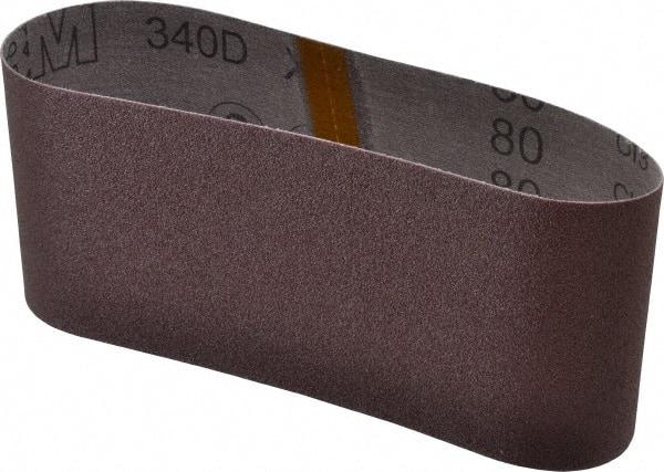 3M - 4" Wide x 21-3/4" OAL, 80 Grit, Aluminum Oxide Abrasive Belt - Aluminum Oxide, Medium, Coated, X Weighted Cloth Backing, Series 240D - Industrial Tool & Supply