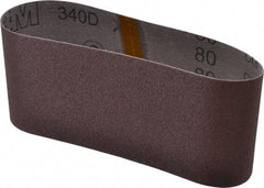 3M - 4" Wide x 21-3/4" OAL, 80 Grit, Aluminum Oxide Abrasive Belt - Aluminum Oxide, Medium, Coated, X Weighted Cloth Backing, Series 240D - Industrial Tool & Supply