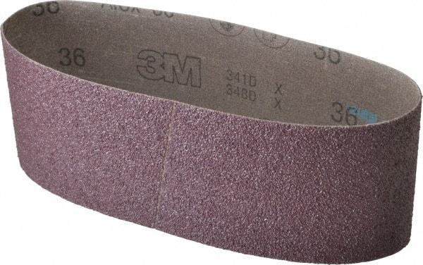 3M - 4" Wide x 24" OAL, 36 Grit, Aluminum Oxide Abrasive Belt - Aluminum Oxide, Very Coarse, Coated, X Weighted Cloth Backing, Series 341D - Industrial Tool & Supply