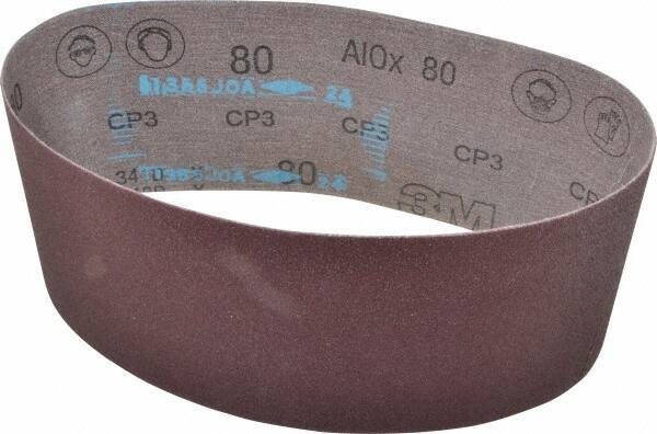 3M - 4" Wide x 24" OAL, 80 Grit, Aluminum Oxide Abrasive Belt - Aluminum Oxide, Medium, Coated, X Weighted Cloth Backing, Series 341D - Industrial Tool & Supply