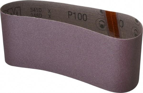 3M - 4" Wide x 24" OAL, 100 Grit, Aluminum Oxide Abrasive Belt - Aluminum Oxide, Fine, Coated, X Weighted Cloth Backing, Series 341D - Industrial Tool & Supply