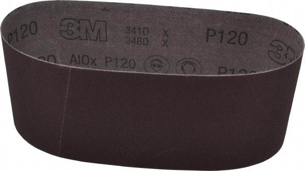 3M - 4" Wide x 24" OAL, 120 Grit, Aluminum Oxide Abrasive Belt - Aluminum Oxide, Fine, Coated, X Weighted Cloth Backing, Series 341D - Industrial Tool & Supply