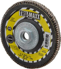 Tru-Maxx - 60 Grit, 5" Disc Diam, 5/8-11 Center Hole, Type 29 Zirconia Alumina Flap Disc - 12,200 Max RPM, Arbor Attaching System, Coated - Industrial Tool & Supply