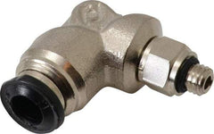 Alpha Technologies - 5mm Outside Diam, M5 Metric, Nickel Plated Brass Push-to-Connect Tube Male Swivel Elbow - 250 Max psi, Tube to Metric Thread Connection, Buna O-Ring - Industrial Tool & Supply