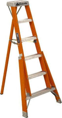 Louisville - 4 Steps, 4' High, Type IA Rating, Fiberglass Tripod Step Ladder - 300 Lb Capacity, 32-1/2" Base Width - Industrial Tool & Supply