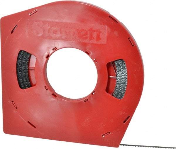 Starrett - 1/4" x 100' x 0.025" Carbon Steel Band Saw Blade Coil Stock - 6 TPI, Toothed Edge, Straight Form, Raker Set, Flexible Back, No Rake Angle, Constant Pitch, Contour Cutting - Industrial Tool & Supply
