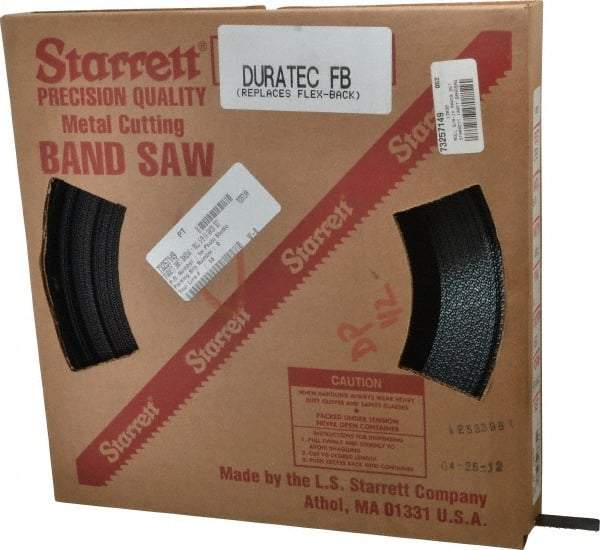 Starrett - 5/8" x 100' x 0.032" Carbon Steel Band Saw Blade Coil Stock - 14 TPI, Toothed Edge, Straight Form, Raker Set, Flexible Back, No Rake Angle, Constant Pitch, Contour Cutting - Industrial Tool & Supply