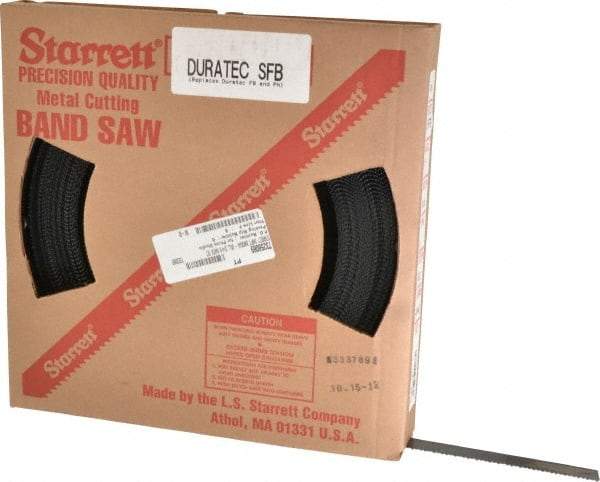 Starrett - 3/4" x 100' x 0.032" Carbon Steel Band Saw Blade Coil Stock - 8 TPI, Toothed Edge, Straight Form, Raker Set, Flexible Back, No Rake Angle, Constant Pitch, Contour Cutting - Industrial Tool & Supply