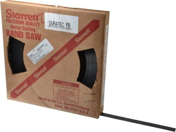 Starrett - 3/4" x 100' x 0.032" Carbon Steel Band Saw Blade Coil Stock - 10 TPI, Toothed Edge, Straight Form, Raker Set, Flexible Back, No Rake Angle, Constant Pitch, Contour Cutting - Industrial Tool & Supply
