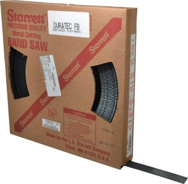 Starrett - 1" x 100' x 0.035" Carbon Steel Band Saw Blade Coil Stock - 10 TPI, Toothed Edge, Straight Form, Raker Set, Flexible Back, No Rake Angle, Constant Pitch, Contour Cutting - Industrial Tool & Supply