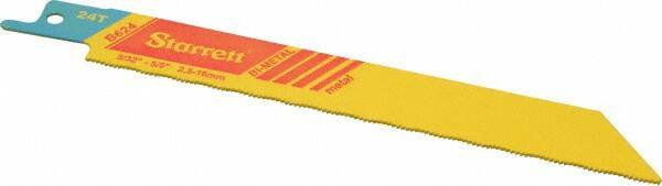 Starrett - 6" Long x 3/4" Thick, Bi-Metal Reciprocating Saw Blade - Straight Profile, 24 TPI, Toothed Edge, Universal Shank - Industrial Tool & Supply