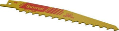 Starrett - 6" Long x 3/4" Thick, Bi-Metal Reciprocating Saw Blade - Tapered Profile, 3 TPI, Toothed Edge, Universal Shank - Industrial Tool & Supply