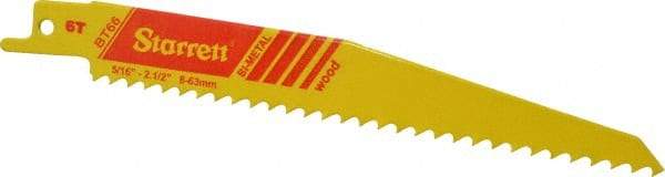 Starrett - 6" Long x 3/4" Thick, Bi-Metal Reciprocating Saw Blade - Tapered Profile, 6 TPI, Toothed Edge, Universal Shank - Industrial Tool & Supply