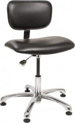 Bevco - Clean Room Swivel Chair - 20" Wide x 17" Deep, Vinyl Seat, Black - Industrial Tool & Supply