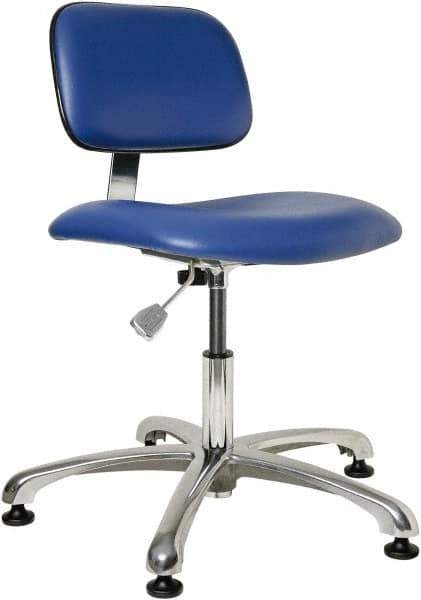 Bevco - Clean Room Swivel Chair - 20" Wide x 17-1/4" Deep, Vinyl Seat, Blue - Industrial Tool & Supply