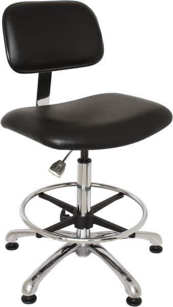 Bevco - Clean Room Swivel Chair - 20" Wide x 17-1/4" Deep, Vinyl Seat, Black - Industrial Tool & Supply