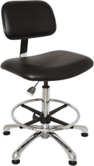 Bevco - Clean Room Swivel Chair - 20" Wide x 17-1/4" Deep, Vinyl Seat, Black - Industrial Tool & Supply