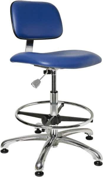 Bevco - Clean Room Swivel Chair - 20" Wide x 17" Deep, Vinyl Seat, Blue - Industrial Tool & Supply