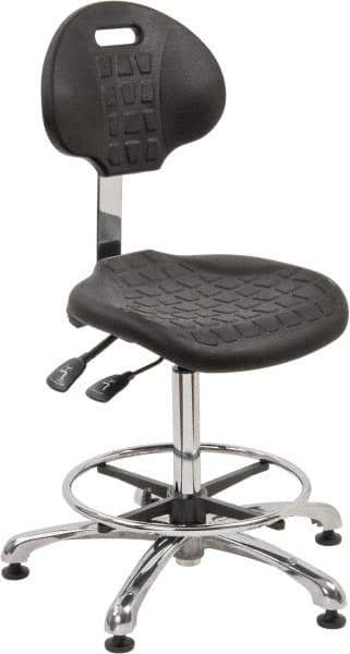 Bevco - Adjustable Chair - 18" Wide x 17-1/4" Deep, Polyurethane Seat, Black - Industrial Tool & Supply