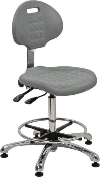 Bevco - Adjustable Chair - 18" Wide x 17-1/4" Deep, Polyurethane Seat, Gray - Industrial Tool & Supply