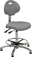 Bevco - Adjustable Chair - 18" Wide x 17-1/4" Deep, Polyurethane Seat, Gray - Industrial Tool & Supply