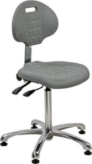 Bevco - Adjustable Chair - 18" Wide x 17-1/4" Deep, Polyurethane Seat, Gray - Industrial Tool & Supply