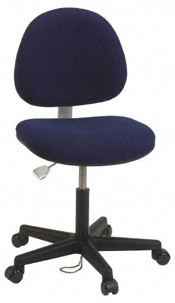 Bevco - ESD Swivel Chair with Back Rest - 18" Wide x 18" Deep, Conductive Cloth Seat, Navy Blue - Industrial Tool & Supply