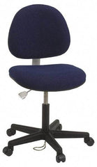 Bevco - ESD Swivel Chair with Back Rest - 18" Wide x 18" Deep, Conductive Cloth Seat, Navy Blue - Industrial Tool & Supply