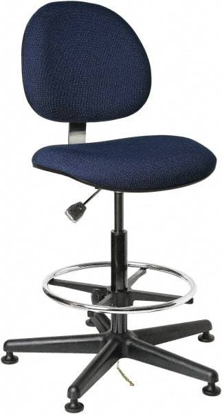 Bevco - ESD Swivel Stool - 18" Wide x 18" Deep, Conductive Cloth Seat, Navy Blue - Industrial Tool & Supply