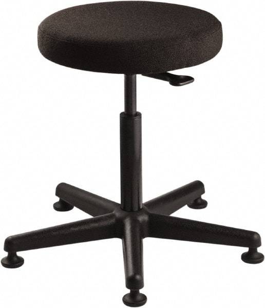 Bevco - 15" Wide x 15" Deep x 24 to 34" High, Reinforced Plastic Base, Adjustable Seat Stool - Fabric Seat, Black - Industrial Tool & Supply