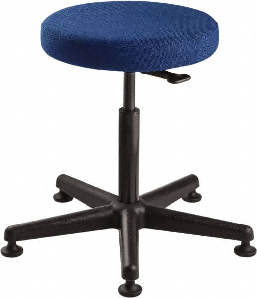 Bevco - 15" Wide x 15" Deep x 24 to 34" High, Reinforced Plastic Base, Adjustable Seat Stool - Fabric Seat, Blue - Industrial Tool & Supply