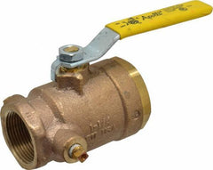 Conbraco - 1-1/4" Pipe, Bronze, Straight with Side Tap, Gas Ball Valve - 250 psi WOG Rating, Lever Handle, FNPT x FNPT End Connections, 2 Piece - Industrial Tool & Supply