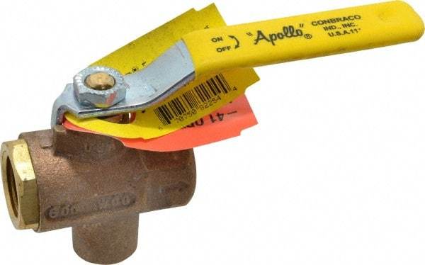 Apollo - 1/2" Pipe, Full Port, Bronze Standard Ball Valve - 2 Piece, Inline - One Way Flow, FNPT x FNPT Ends, Lever Handle, 125 WOG - Industrial Tool & Supply
