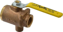 Apollo - 3/4" Pipe, Full Port, Bronze Standard Ball Valve - 2 Piece, Inline - One Way Flow, FNPT x FNPT Ends, Lever Handle, 125 WOG - Industrial Tool & Supply