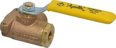 Apollo - 1/4" Pipe, Standard Port, Bronze Standard Ball Valve - Three Way, FNPT x FNPT x FNPT Ends, Lever Handle, 400 WOG - Industrial Tool & Supply