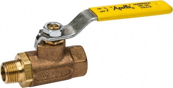 Apollo - 3/8" Pipe, Standard Port, Bronze Standard Ball Valve - 2 Piece, Inline - One Way Flow, MNPT x FNPT Ends, Lever Handle, 600 WOG, 150 WSP - Industrial Tool & Supply