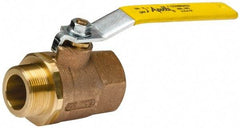 Apollo - 1-1/2" Pipe, Standard Port, Bronze Standard Ball Valve - 2 Piece, Inline - One Way Flow, MNPT x FNPT Ends, Lever Handle, 600 WOG, 150 WSP - Industrial Tool & Supply